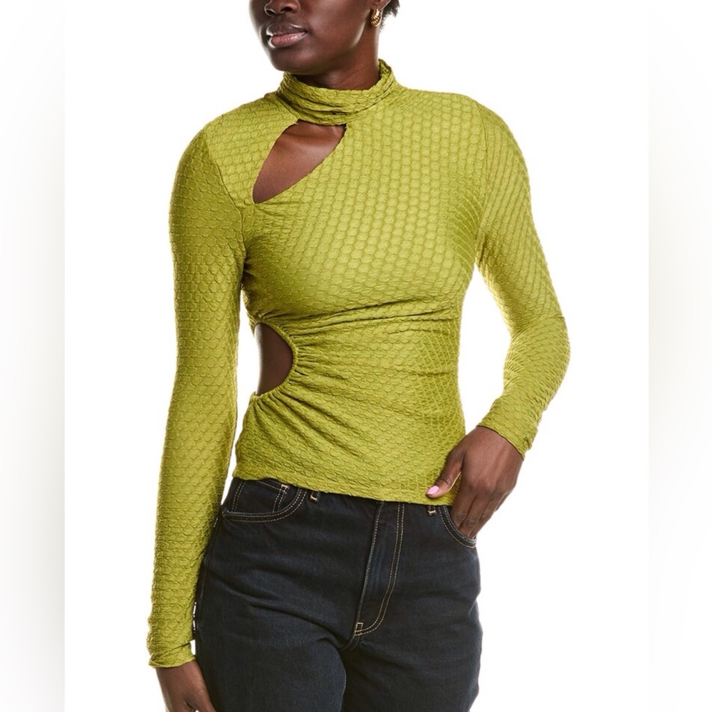 Astr the Label Pear Green Texture Cutout Knit Top size Small